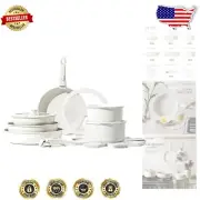 Space-Saving 16pcs Induction Cookware Set with Removable Handle for Easy Cleanup