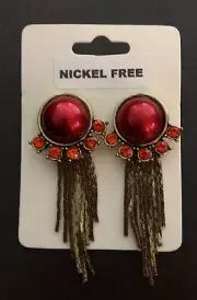 Women's Man-made Red Crystal Earrings NICKEL FREE