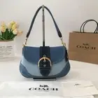 COACH CR737 Soho Shoulder Bag Upcycled Repurposed Denim Blue W10.4xH6.2xD3 Inch
