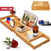 Artmalle Bathtub Caddy Tray for Tub - Foldable Bamboo Bath Table Tray with Book