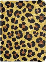 [Amooorous] Fake Glitter Leopard Print Gold Leather decorative Passport Holder Cover Wallet Travel Documents Organizer Protector Passport Wallet Waterproof, Fake Glitter Leopard print gold, 1 size