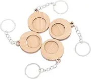 [SEWACC] 4pcs Bamboo Keychain Engrave Keychain Blanks for DIY Wooden Shopping Trolley Tokens Portable Key Ring Decoration for Home Outdoor Use
