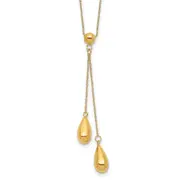 14K Yellow Gold Polished Dangle Bead Necklace