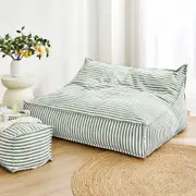 Cadence & Co. Oscar Faux Linen Two Seater Bean Bag Lounge Cover Olive