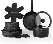 Country Kitchen 13 Piece Pots and Pans Set - Nonstick Cookware Set (Black)