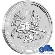 2018 $1 Year of the Dog 1oz Silver Bullion Coin in Capsule