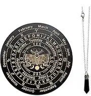 Wooden Divination, Pendulum Board Dowsing Divination, Wooden Pendulum Board Dowsing with Crystal Dowsing, Witchcraft Wiccan Altar Supplies Kit, Wooden Carven Board for Divination Decoration 9.8inch