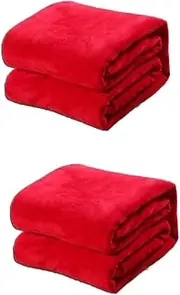 MERRYHAPY 2pcs Blanket Thermal Carrier Sheer Bedspread Hello Wipes Cool Flannel Warm Cat Towel Snuggly Solid Cute Soft Fluffy Decor Dessus Stuffed Linen Hat Pet Red