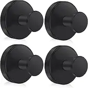 HOTOOLME 4 Pack Suction Cup Hooks for Shower, Towel Hooks for Bathroom, No Drill Shower Hooks for Windows, Glass, Mirror, Tile for Hanging Towels Loofah Robe(Black)