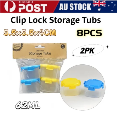 8PCS 62ML Clip Lock Storage Tubs Screw Box Crafts Container Tool Lego Slime AU
