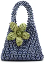 Aranaz Flora Beaded top Handle bag - Blue ONE SIZE