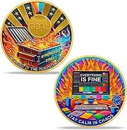 BHealthLife Dumpster Fire Challenge Coin - Stay Calm in Chaos Motivational Coins for Employees - Dumpster Fire Office Desk Accessories Funny Office Gifts for Coworkers Employees Women Men