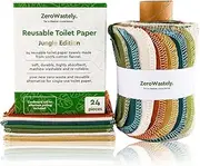 Reusable Toilet Paper - 24 Reusable Bidet Towels - Super Soft, Absorbent, Washable & Re-Rollable Cloth Wipes - Cut Back & Waste Less with our Colored Toilet Paper Towels - By ZeroWastely