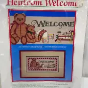 Dimensions Heirloom Welcome Teddy Bear Train Christmas Cross Stitch Kit Vintage