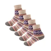 Nevenka Women Winter Socks Warm Thick Soft Wool Socks 5 Pairs-Khaki