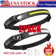 2X COB Headlamp Night Buddy LED Sensor 230° Head Torch Headlight Lamp Waterproof