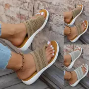 Women Sandals Clip Toe Breathable Summer Orthopedic Flat Comfy Wedge Slippers