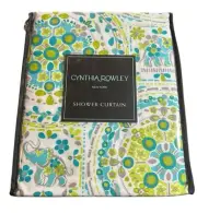 Cynthia Rowley Happy Elephant Fabric Shower Curtain Floral Blue 72" New