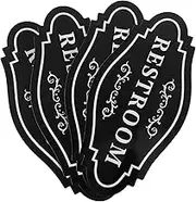 OFFSCH Toilet Sign Decor 4pcs Restroom Identification Stickers Vinyl Sleek Finish Black
