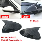 For KIA K3 Forte 2019-2022 Horn Style Side Rearview Mirror Covers Carbon Fiber (for: Kia)