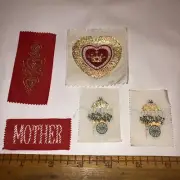 Valentines Day mothers junk journal ephemera, fabric, ribbon collage see pic