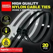 Handy Hardware® [4PK] Cable Ties Heavy Duty Wide 295mm x 8mm
