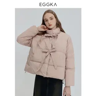 EGGKA簡約棉服外套蝴蝶結綁帶