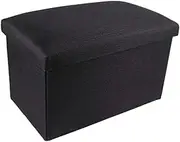 DONFAMDS Foldable Storage with Sturdy Linen Fabric Portable Chest Storage Box for Bedroom and Living Lightweight and Convenient Footrest Black Color