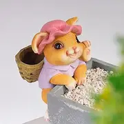 Cute Figurines Hanging Animal Statue, Small Resin Animals Pot Climbing Sculpture Garden Decor, Hanging Flower Pot Garden Decor for Yard Art Patio Lawn House (BS38023)