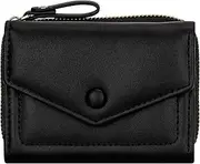 [BIAOTIE] Small Wallet for Women Envelope Bifold Pocket Wallet RFID Blocking Credit Card Holder Cute Purse with Zipper Coin Pocket, Black, Simplicity, BT-001