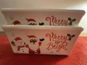 Lot 2 Christmas theme Mini Bread Loaf Baking Pan with Santa & Snowman
