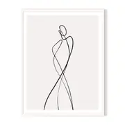 Line Girl 1 Framed Wall Art - White