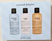 Philosophy Seasonal Delights 3oz Shower Gels Snow Angel Candy Cane Sugared Crust