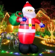 8 FT Christmas Inflatable Santa Claus Outdoor Decorations, Blow up Santa Clau...