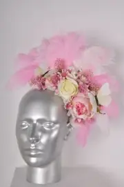 Cream White Soft Pink Feather Butterfly Peony Orchid Rose Flowercrown Fascina...