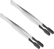 HOLIDYOYO 2Pcs Stainless Steel Tweezers Non Slip Flat Tips for Crafts Jewelry Making and Precision Work Lightweight and Portable Nose Tweezers for Easy Use at Home and Office