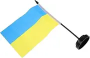 Parliky Ukrainian Flag with Stand Base Hand Waving Flag for American Friendship Table Decor