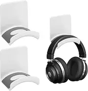 Mizoxy 2 Pack Headphone Stand & Headset Holder - Adhesive Gaming Earphone Hanger, Universal Desk/Wall Mount Hook for Headphones and Controllers (White)