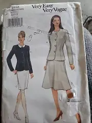 Vintage Very Easy Vogue Pattern 9110 c1996 Uncut Sz 16 Misses Jacket & Skirt
