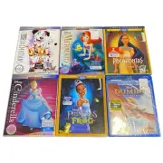 Lot 6 Disney Classic Movies Blu Ray Sealed Cinderella 101 Dalmations Mermaid
