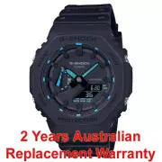 CASIO G-SHOCK GA2100 GA-2100-1A2 CASIOAK MEN'S WATCH BLACK BLUE 2-YEARS WARRANTY
