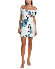 Nicholas Lori Strapless Twist Front Linen-Blend Mini Dress