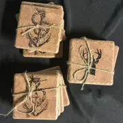 Slate Coasters - Anchor / Deer