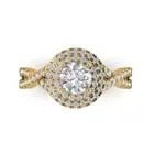 1.40 ct Round halo Lab created Sapphire Bridal Wedding Ring 14k Yellow Gold