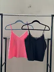 NWT! Lot of 2 INC International Concept Sz M Satin Lace Camisole Cami Top Bundle