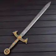 KNIGHTS TEMPLAR SWORD Hand Made Damascus Sword With pewter Handle