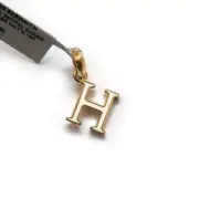New DAVID YURMAN "H" Initial Charm Enhancer Pendant 18K Yellow Gold White Enamel