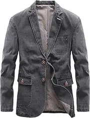 [DGKaxiyaHM] Men's Thin Button Business Jackets Slim Denim Plus Size Coats Solid Color Soft Casual Outerwear
