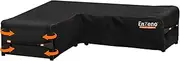Enzeno Garden L-Shape Furniture Cover Waterproof, 420D Heavy Duty Oxford Fabric Outdoor Rattan Corner Sofa Cover with Waterproof Tape (Black, 113x87x34inch)