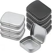 Small Tin Box, 8PCS Hinged Small Tins with Lids, 2.4x1.8x0.6 Inch Portable Metal Box for Bobby Pin, Pills, Candy, Biscuits-